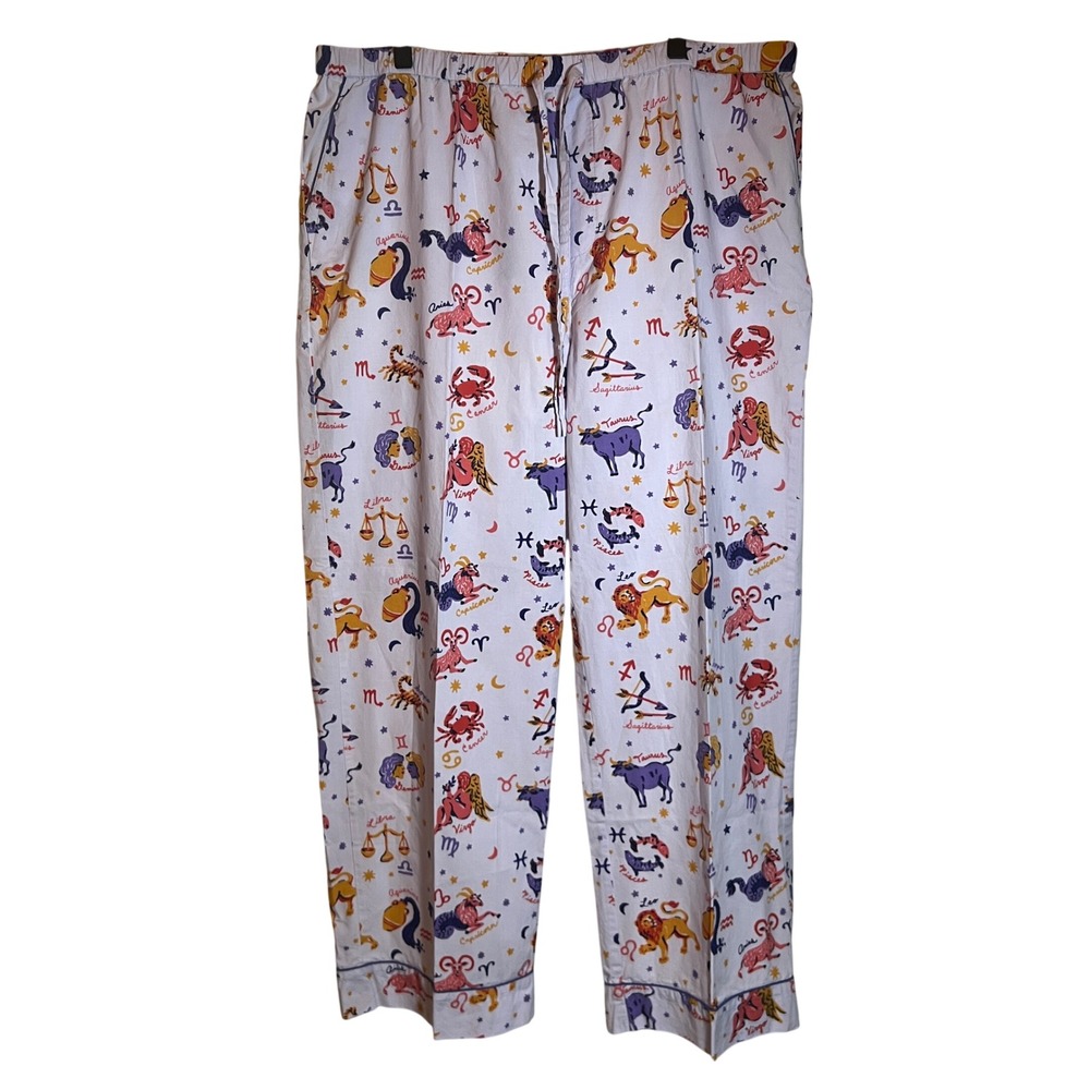 Printfresh Cotton Pajama Pants in What's Your Sign Lavender Zodiac, Women's XL - Picture 2 of 15